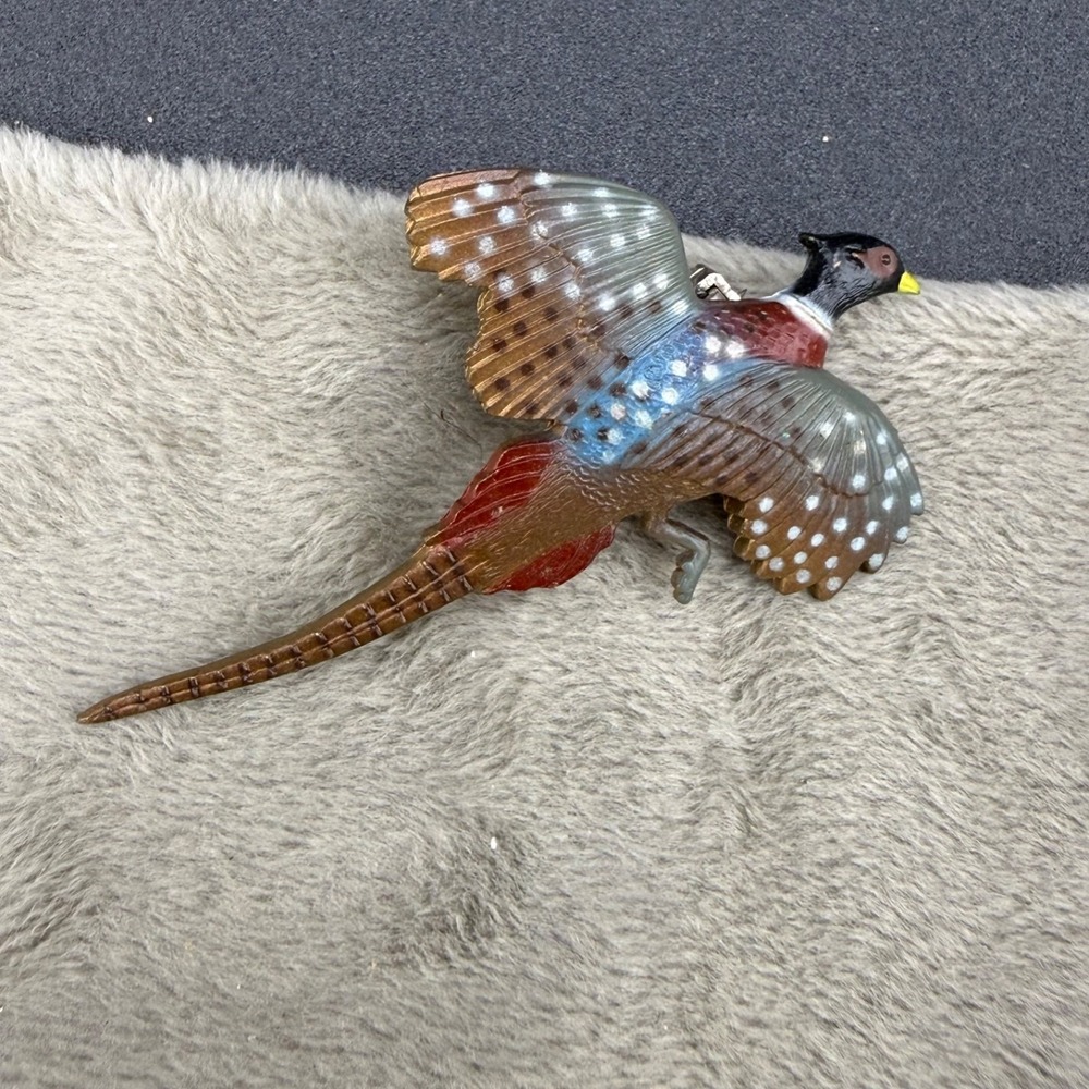 Vintage Pheasant Brooch Painted